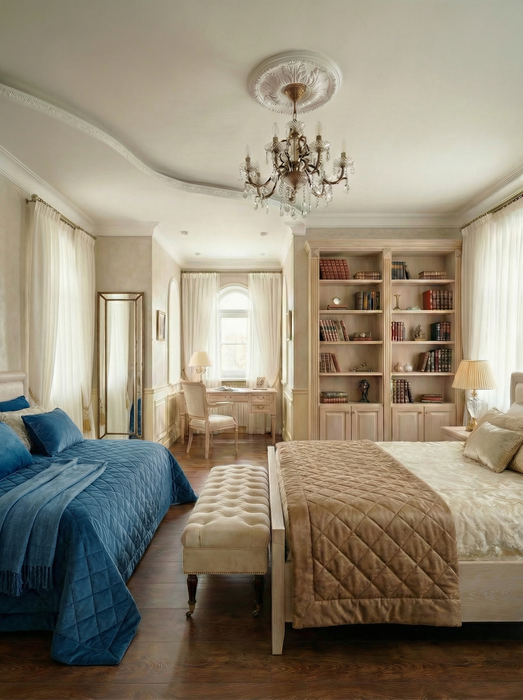 Дизайн спальни в стиле Британский — фото интерьера от нейросети RoomGPT