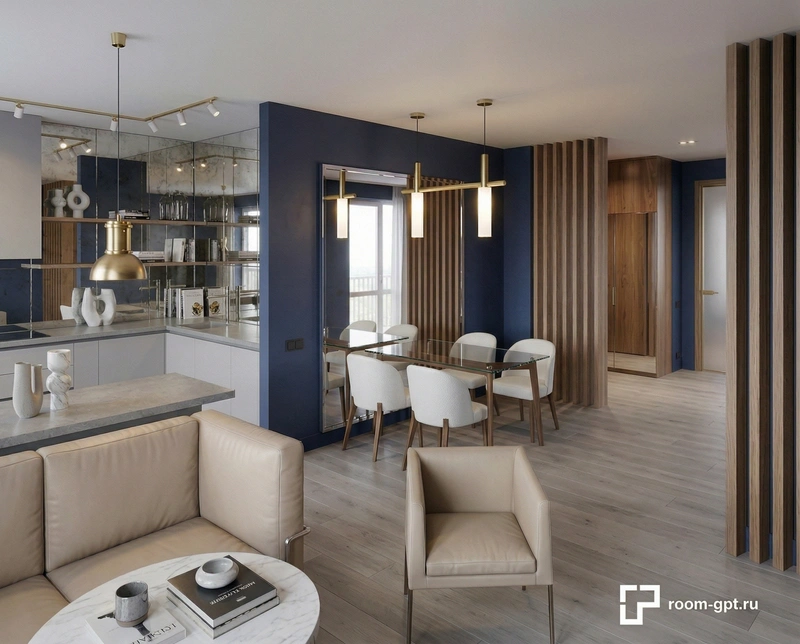 Дизайн гостиной в стиле Контемпорари — фото интерьера от нейросети RoomGPT