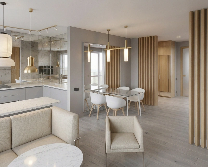 Дизайн гостиной в стиле Сканди — фото интерьера от нейросети RoomGPT