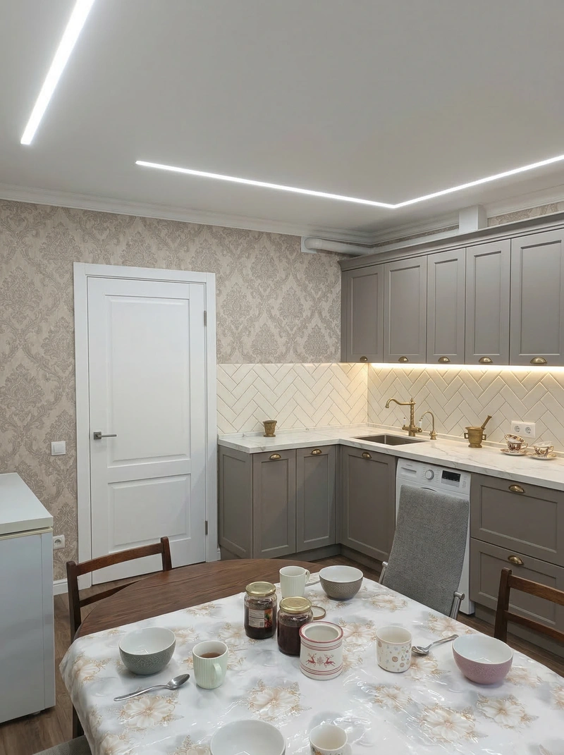 Дизайн кухни в стиле Классика — фото интерьера от нейросети RoomGPT