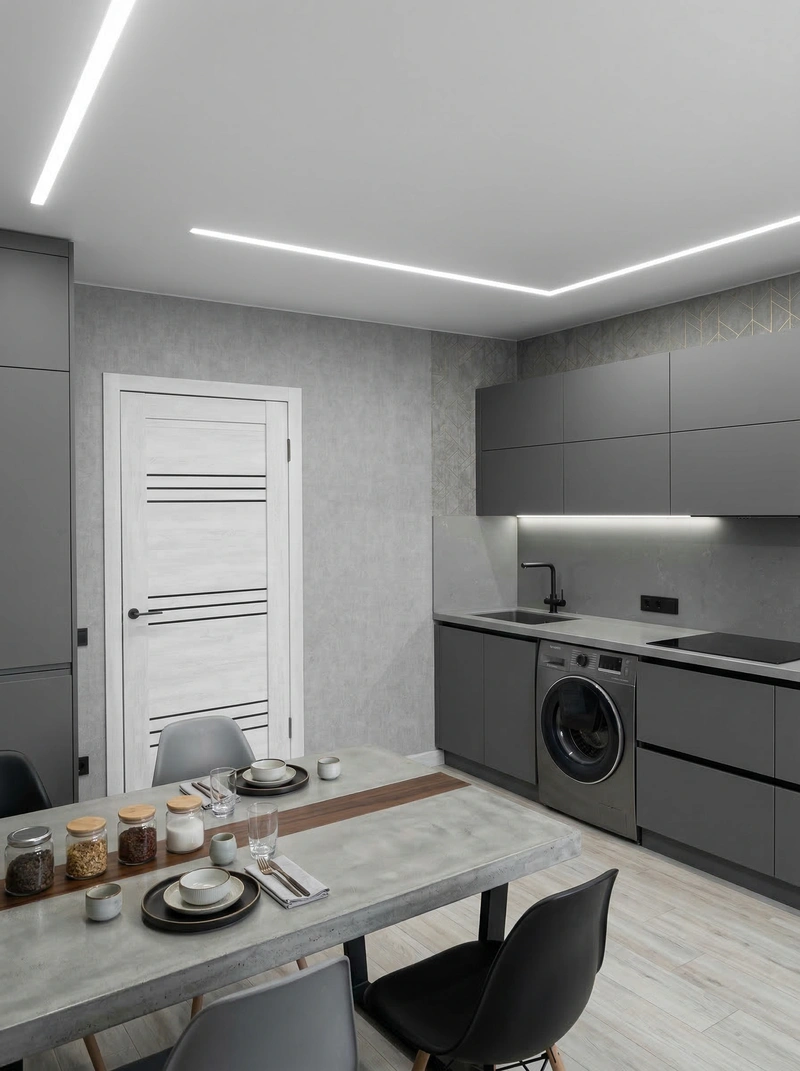 Дизайн интерьера в стиле Минимализм — Кухня от нейросети RoomGPT