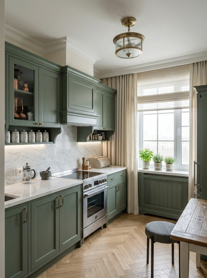 Дизайн кухни в стиле Классика — фото интерьера от нейросети RoomGPT