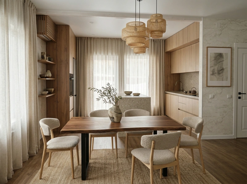 Дизайн гостиной в стиле Japandi — фото интерьера от нейросети RoomGPT