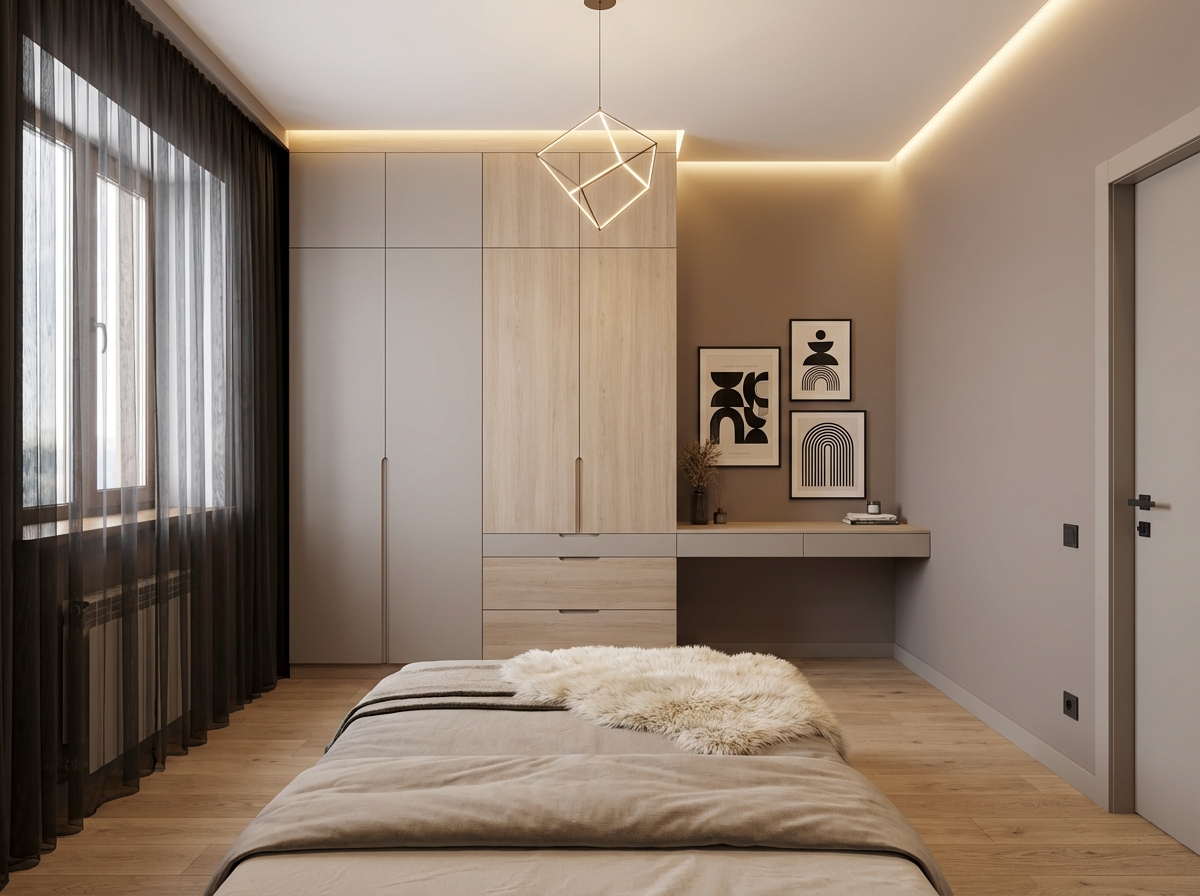 Дизайн спальни в стиле Минимализм — фото интерьера от нейросети RoomGPT