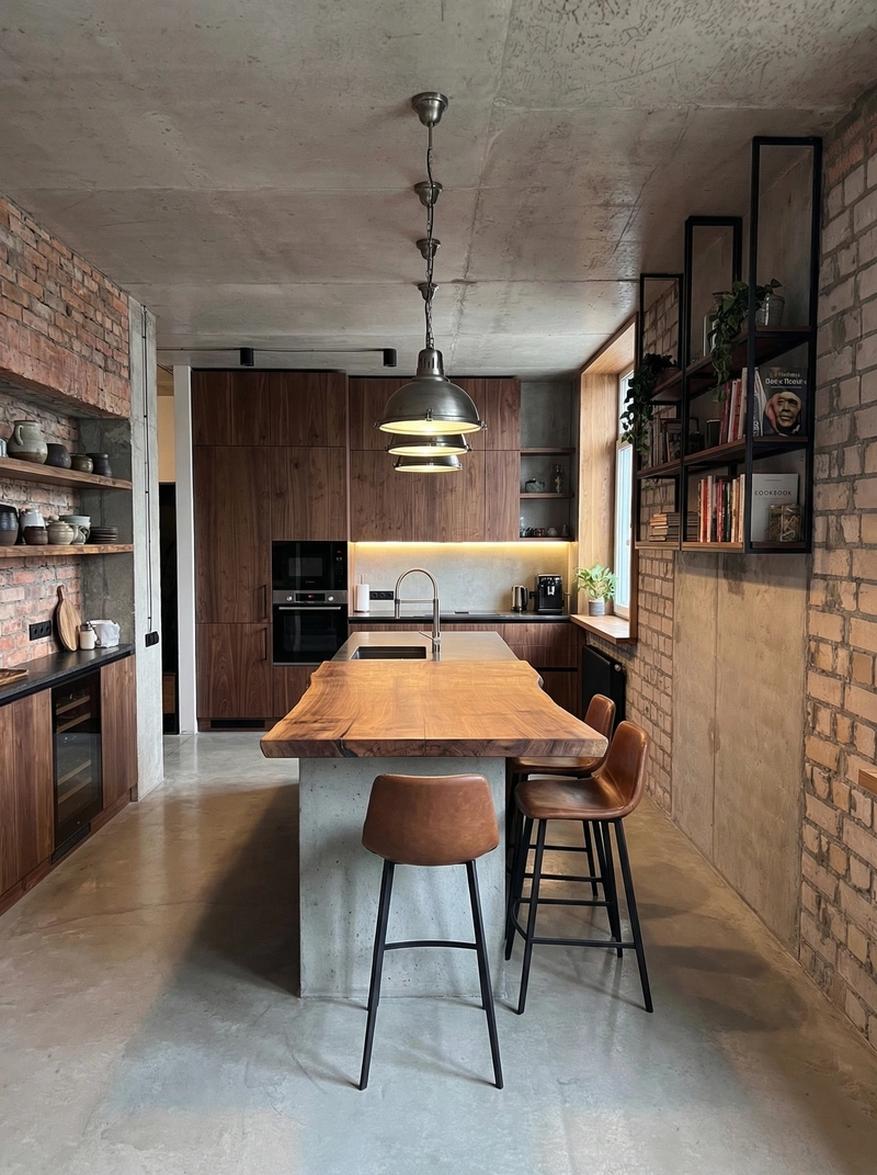 Дизайн кухни в стиле Лофт — фото интерьера от нейросети RoomGPT