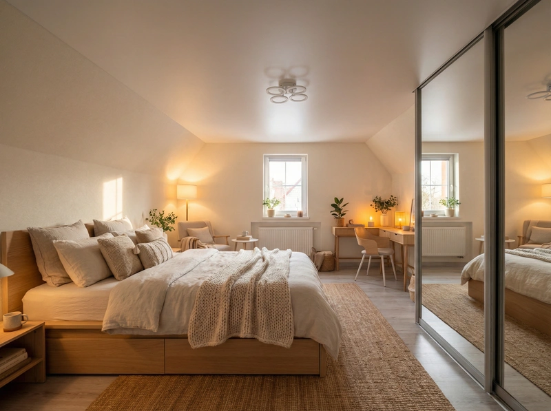 Дизайн интерьера в стиле Хюгге — Спальня от нейросети RoomGPT