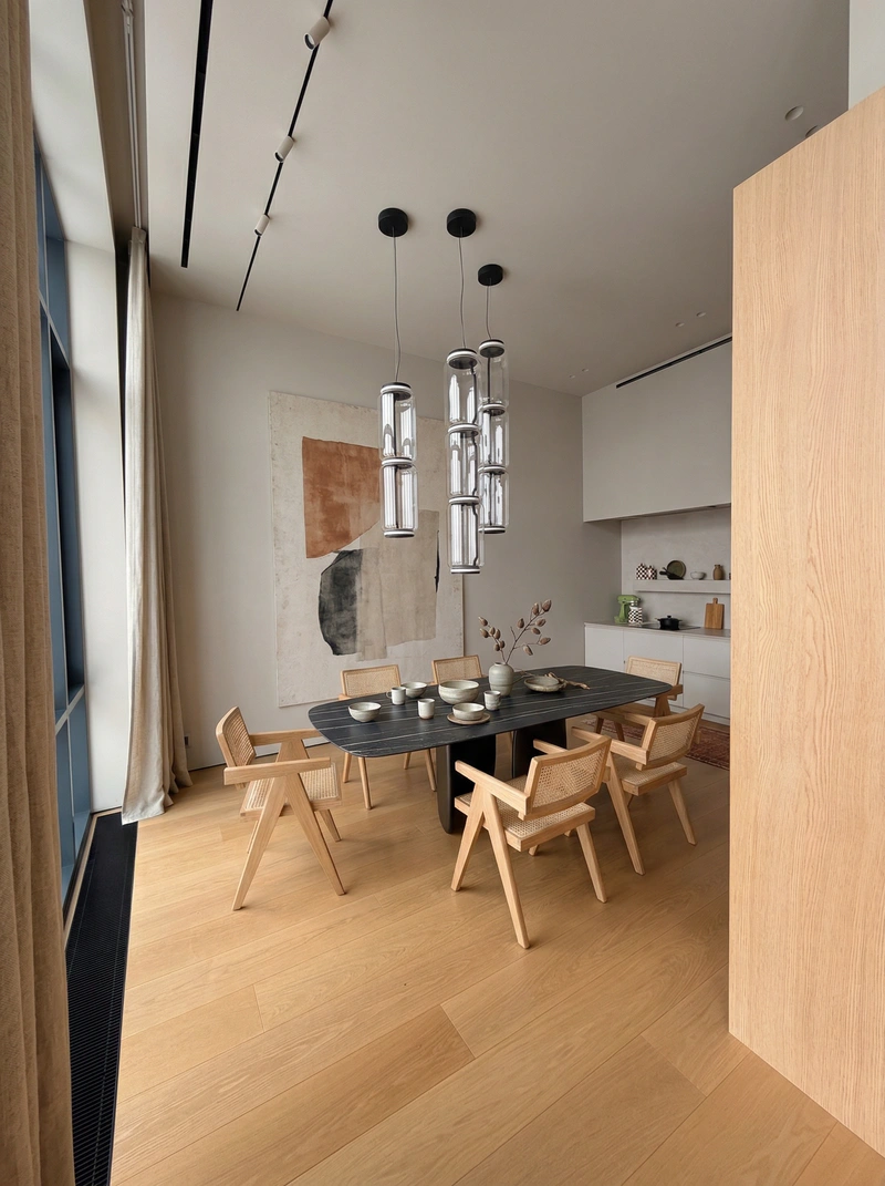 Дизайн кухни в стиле Japandi — фото интерьера от нейросети RoomGPT