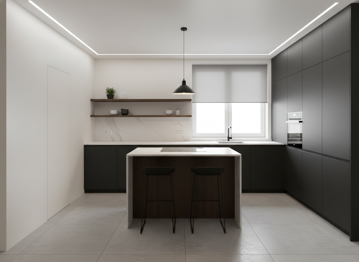 Дизайн кухни в стиле Минимализм — фото интерьера от нейросети RoomGPT