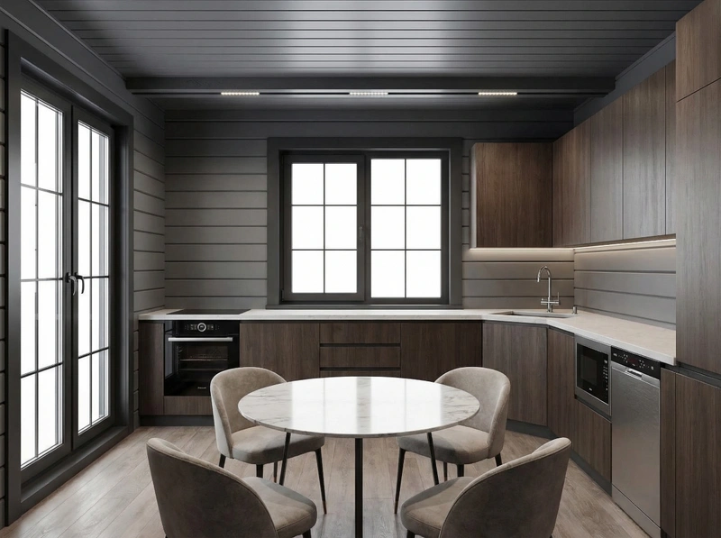 Дизайн интерьера в стиле Контемпорари — Кухня от нейросети RoomGPT