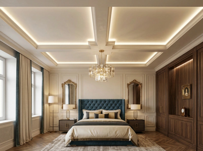 Дизайн спальни в стиле Классика — фото интерьера от нейросети RoomGPT