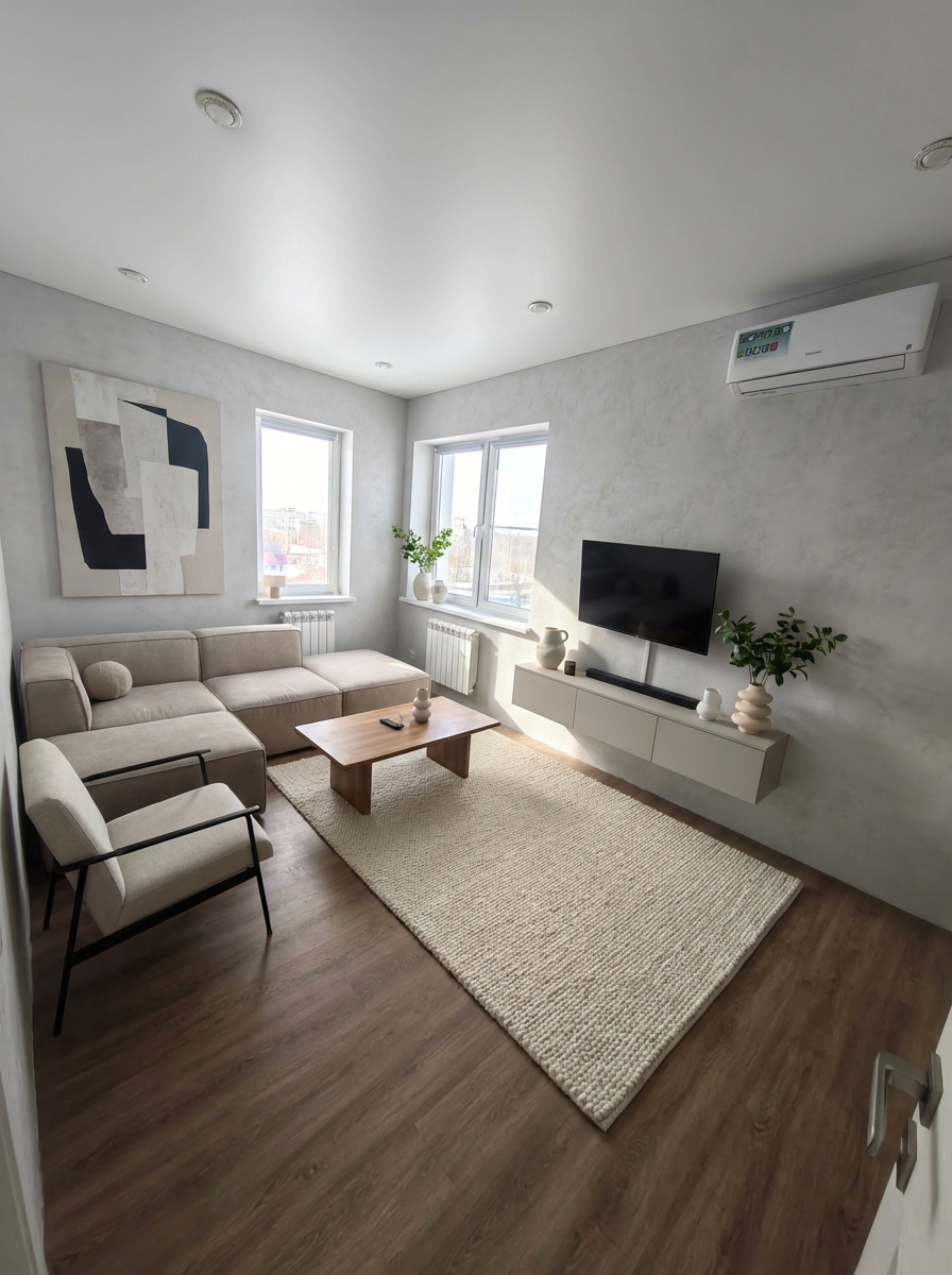 Дизайн гостиной в стиле Минимализм — фото интерьера от нейросети RoomGPT