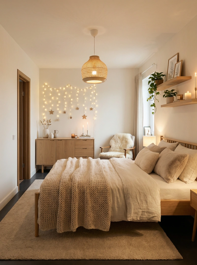 Дизайн интерьера в стиле Хюгге — Спальня от нейросети RoomGPT