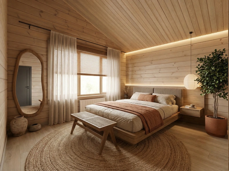 Дизайн спальни в стиле Japandi — фото интерьера от нейросети RoomGPT