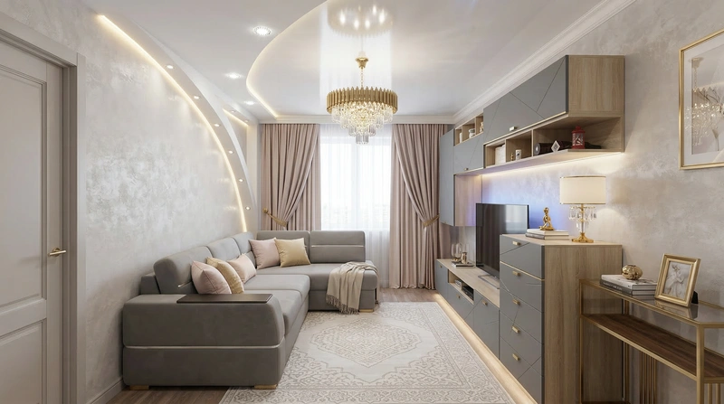 Дизайн интерьера в стиле Неоклассика — Гостиная от нейросети RoomGPT