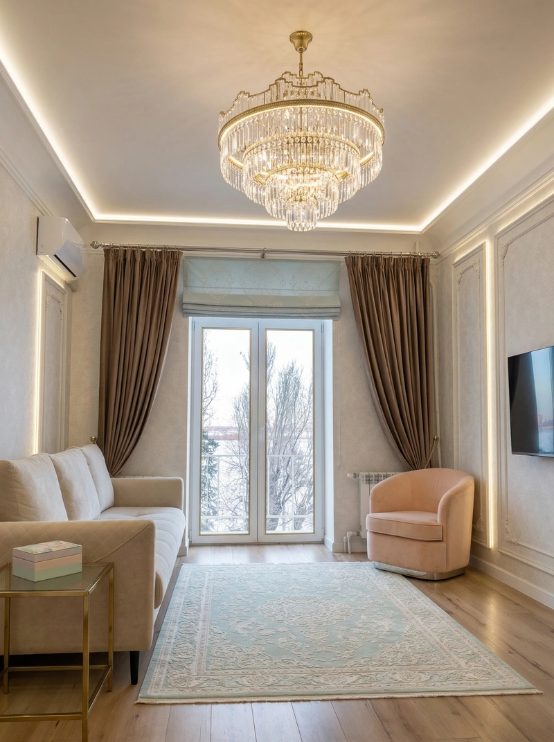 Дизайн гостиной в стиле Неоклассика — фото интерьера от нейросети RoomGPT