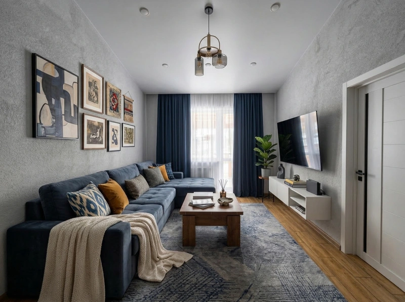 Дизайн гостиной в стиле Эклектика — фото интерьера от нейросети RoomGPT