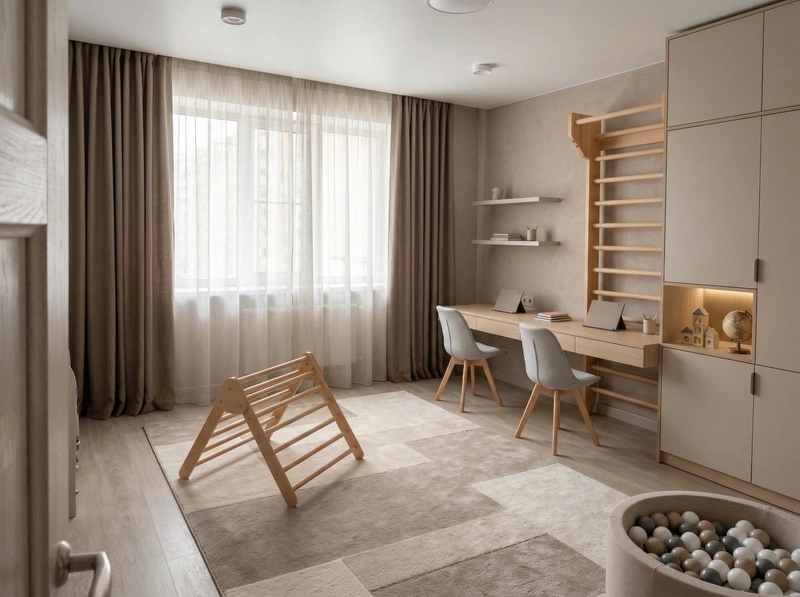 Дизайн детской в стиле Минимализм — фото интерьера от нейросети RoomGPT