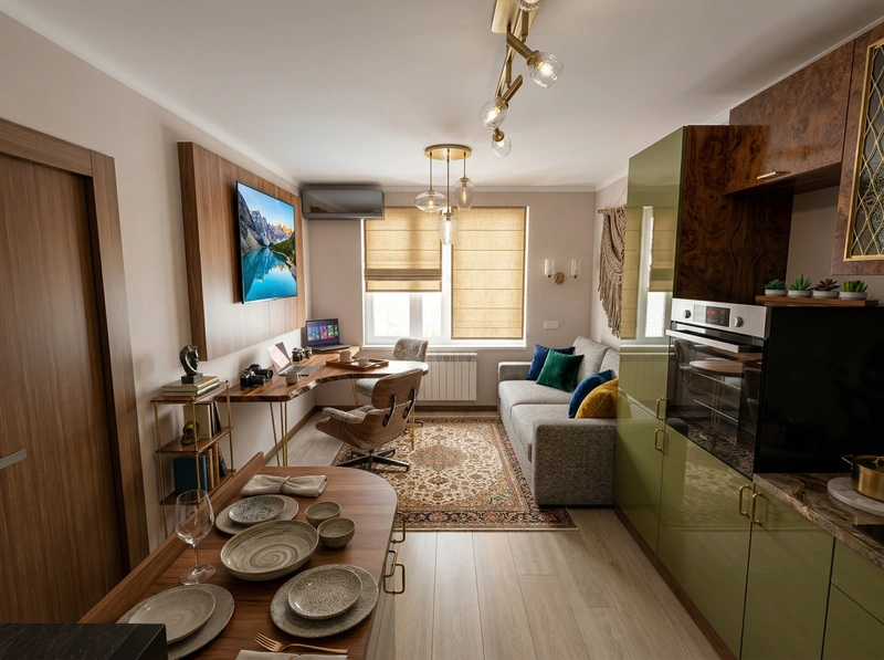 Дизайн гостиной в стиле Эклектика — фото интерьера от нейросети RoomGPT