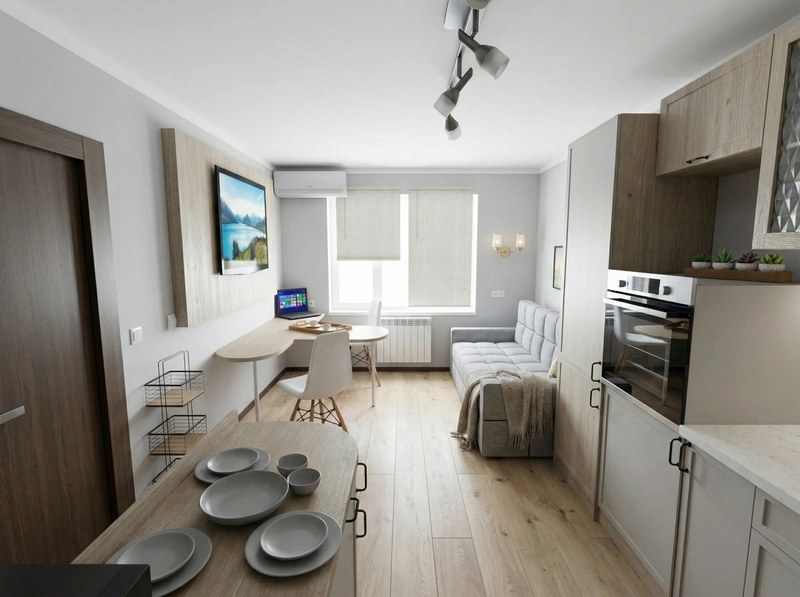 Дизайн гостиной в стиле Сканди — фото интерьера от нейросети RoomGPT