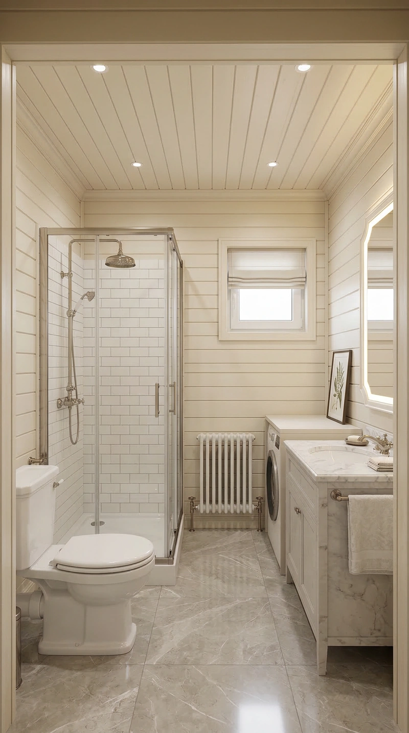 Дизайн ванной в стиле Классика — фото интерьера от нейросети RoomGPT