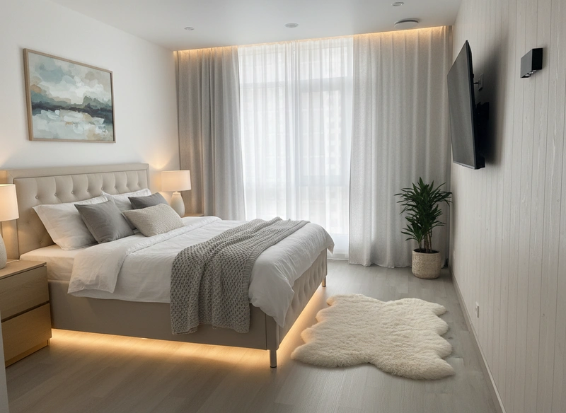 Дизайн интерьера в стиле Сканди — Спальня от нейросети RoomGPT