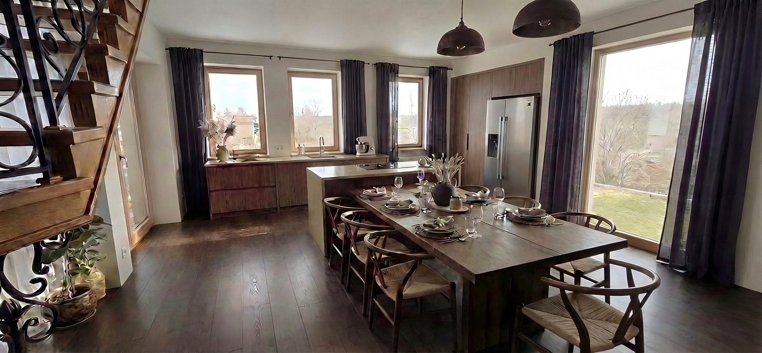 Дизайн кухни в стиле Japandi — фото интерьера от нейросети RoomGPT