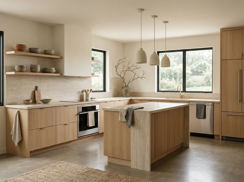 Дизайн кухни в стиле Japandi — фото интерьера от нейросети RoomGPT