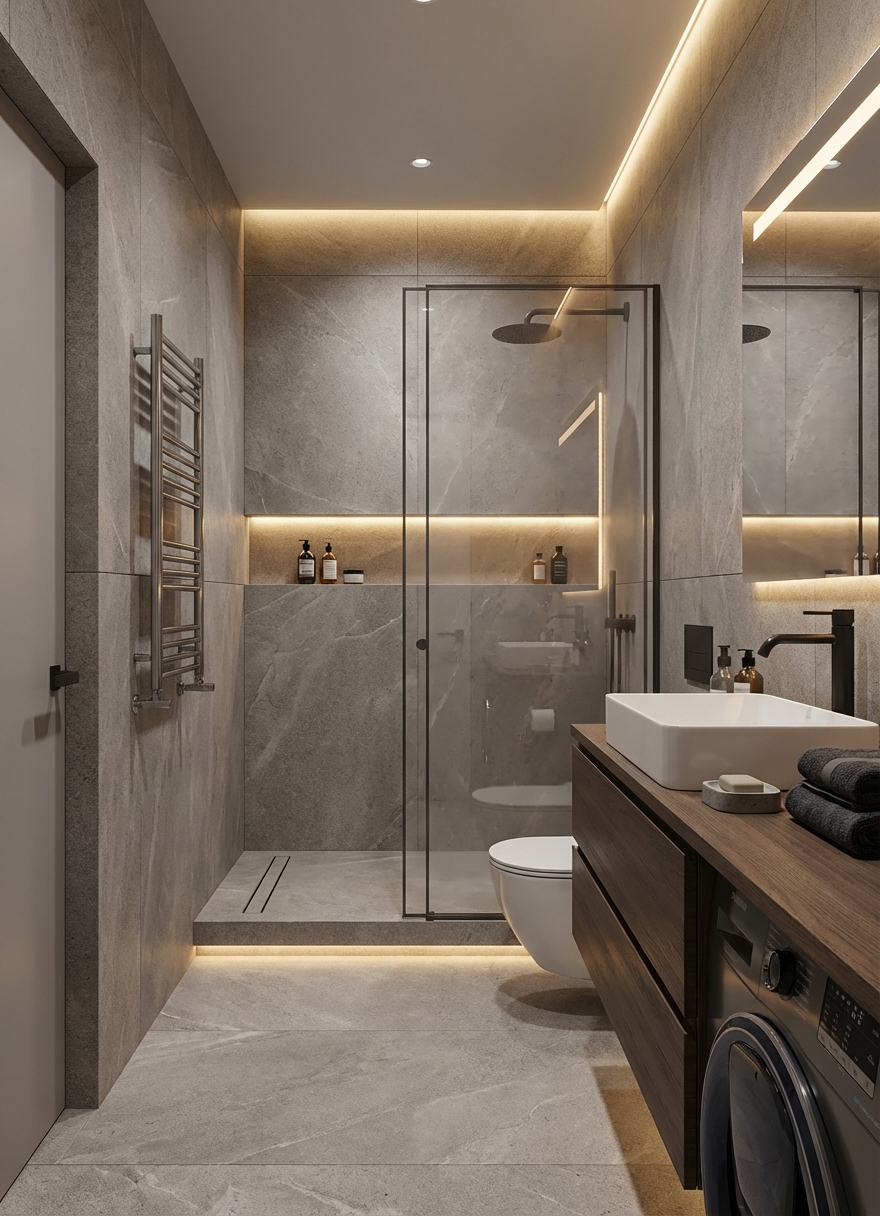 Дизайн ванной в стиле Минимализм — фото интерьера от нейросети RoomGPT
