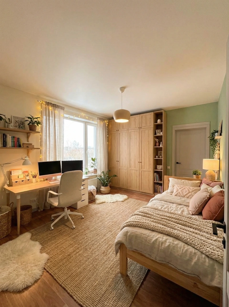 Дизайн интерьера в стиле Хюгге — Спальня от нейросети RoomGPT