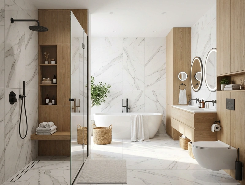 Дизайн интерьера в стиле Сканди — Ванная от нейросети RoomGPT