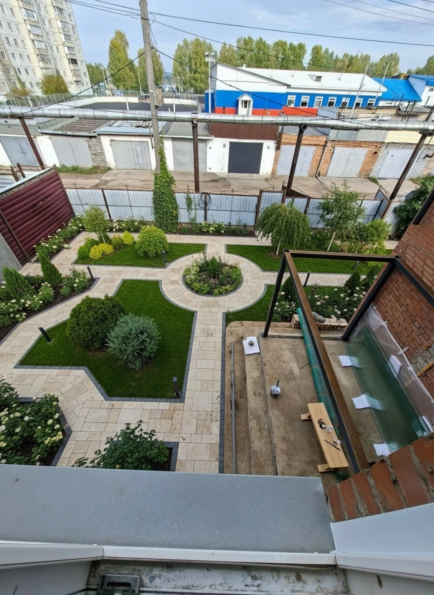 Дизайн участка в стиле Русская усадьба — фото участка от нейросети RoomGPT