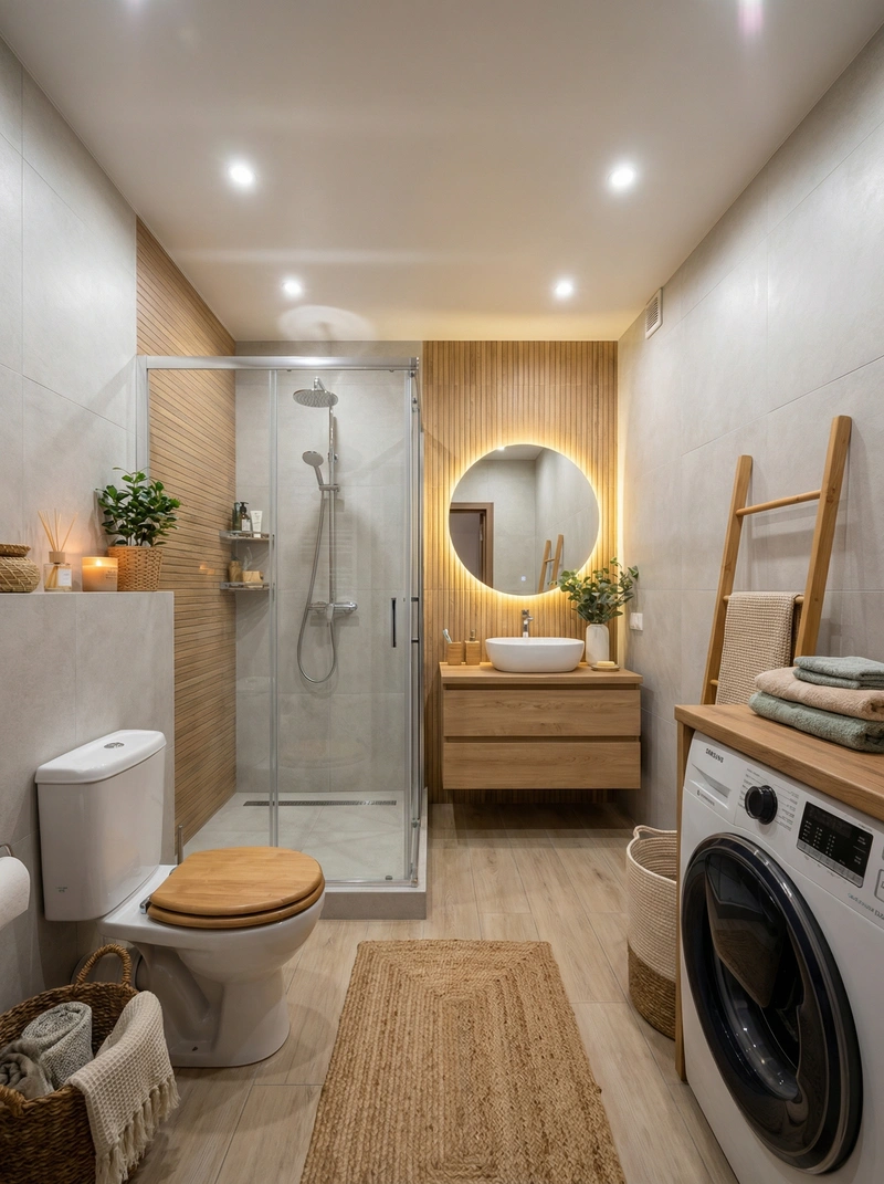 Дизайн ванной в стиле Хюгге — фото интерьера от нейросети RoomGPT