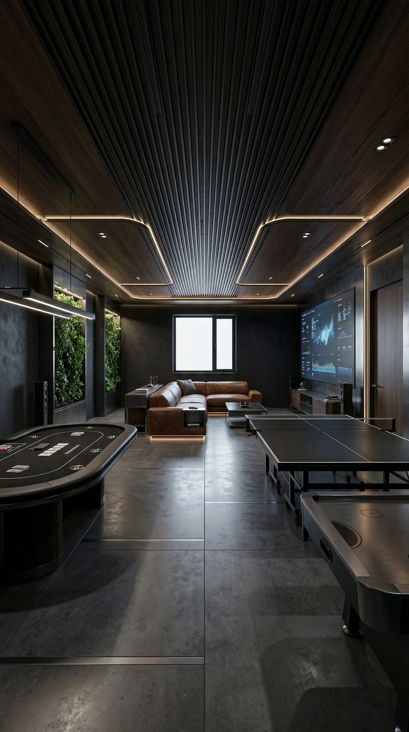 Дизайн гостиной в стиле Блэктэк — фото интерьера от нейросети RoomGPT