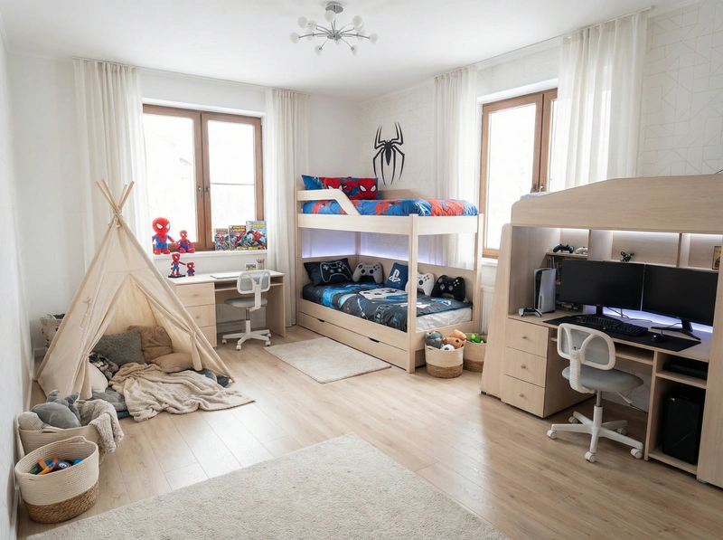 Дизайн интерьера в стиле Хюгге — Детская от нейросети RoomGPT