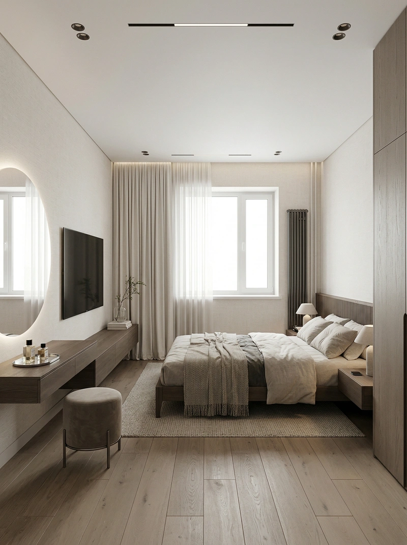 Дизайн спальни в стиле Минимализм — фото интерьера от нейросети RoomGPT