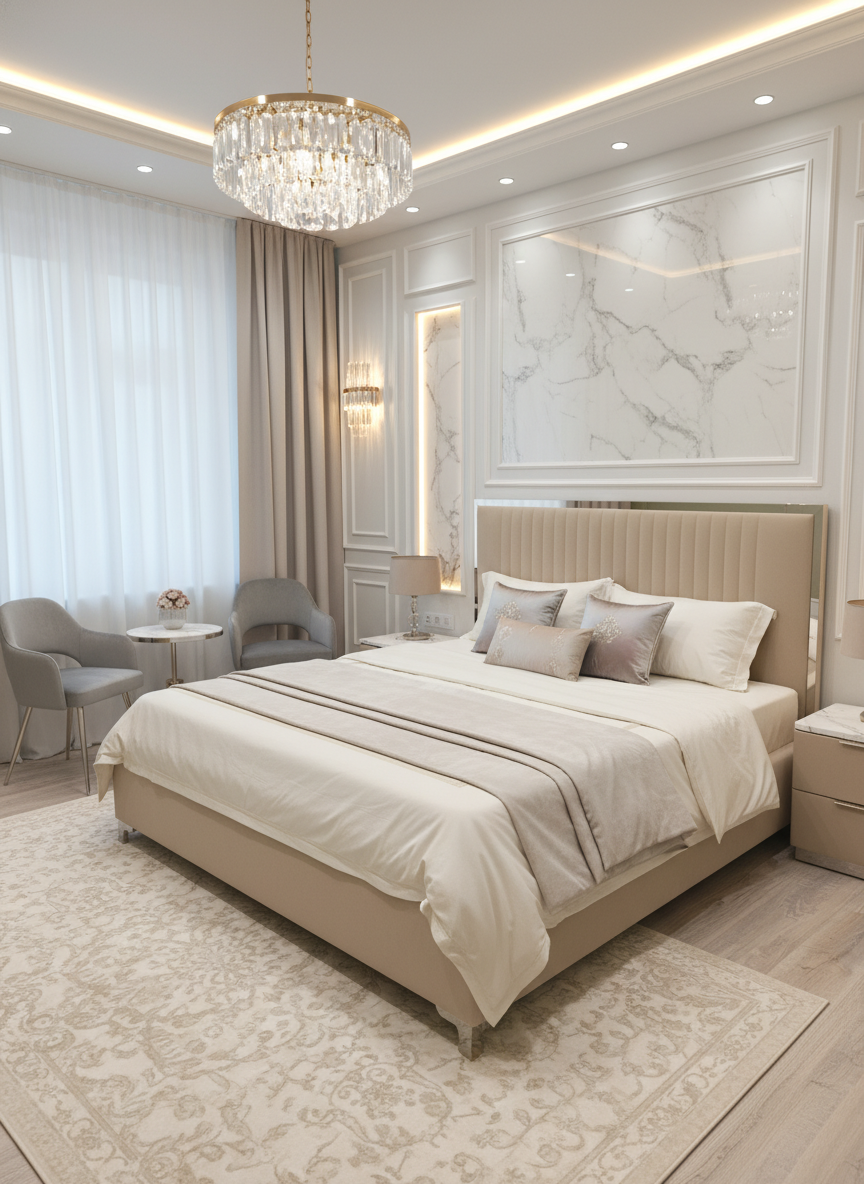 Дизайн спальни в стиле Классика — фото интерьера от нейросети RoomGPT