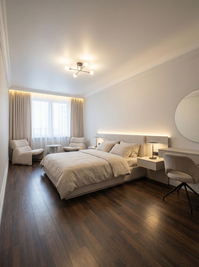 Дизайн спальни в стиле Минимализм — фото интерьера от нейросети RoomGPT
