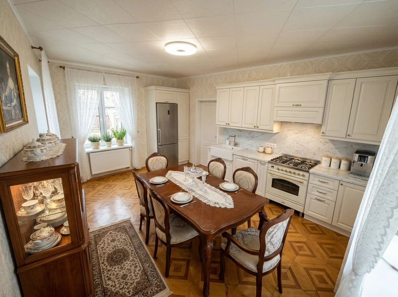 Дизайн кухни в стиле Классика — фото интерьера от нейросети RoomGPT