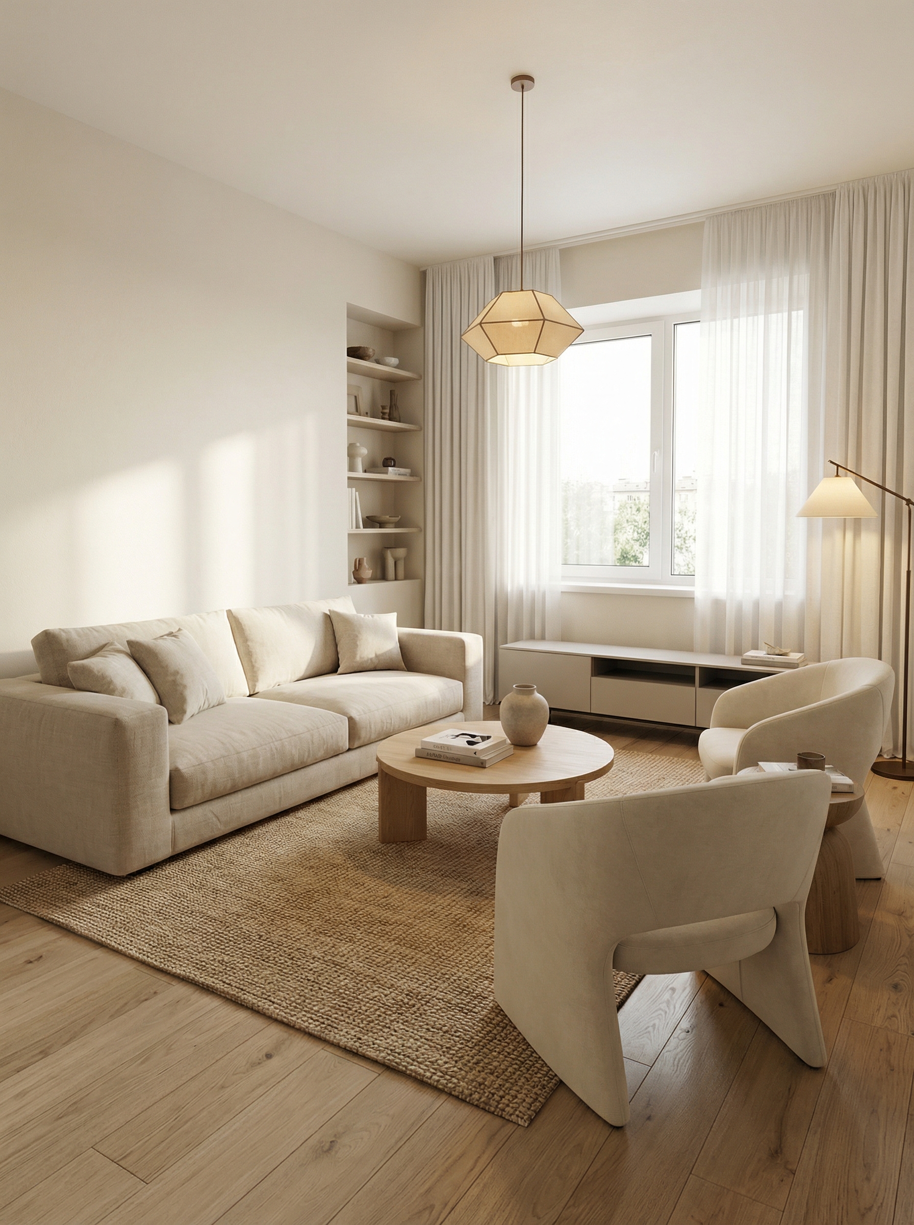 Дизайн гостиной в стиле Минимализм — фото интерьера от нейросети RoomGPT