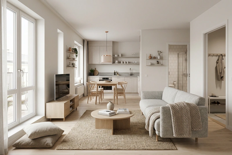 Дизайн интерьера в стиле Хюгге — Гостиная от нейросети RoomGPT