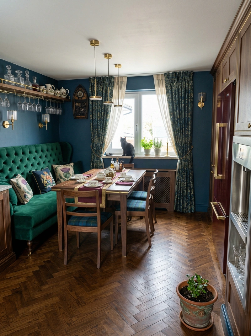 Дизайн кухни в стиле Британский — фото интерьера от нейросети RoomGPT