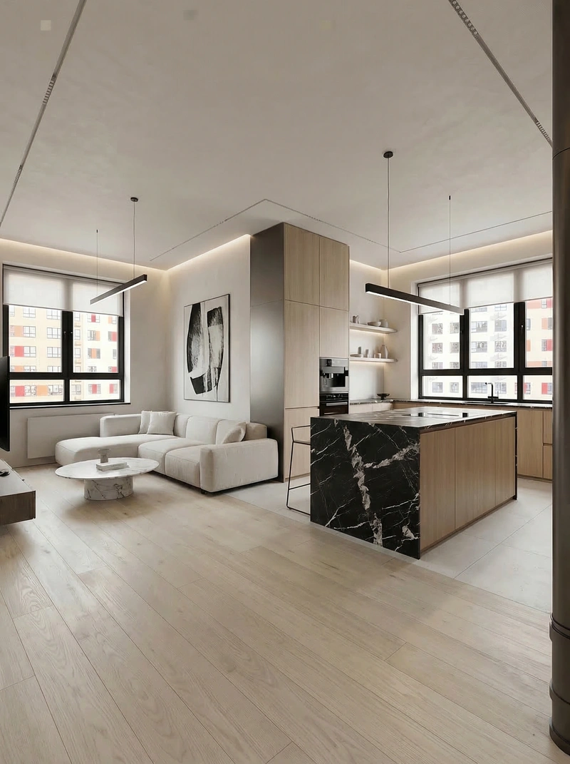 Дизайн интерьера в стиле Минимализм — Гостиная от нейросети RoomGPT