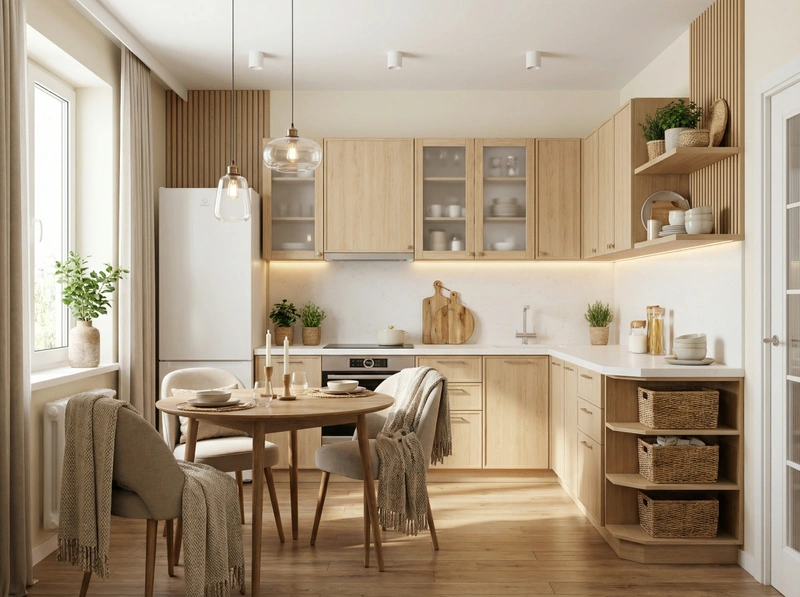 Дизайн интерьера в стиле Хюгге — Кухня от нейросети RoomGPT