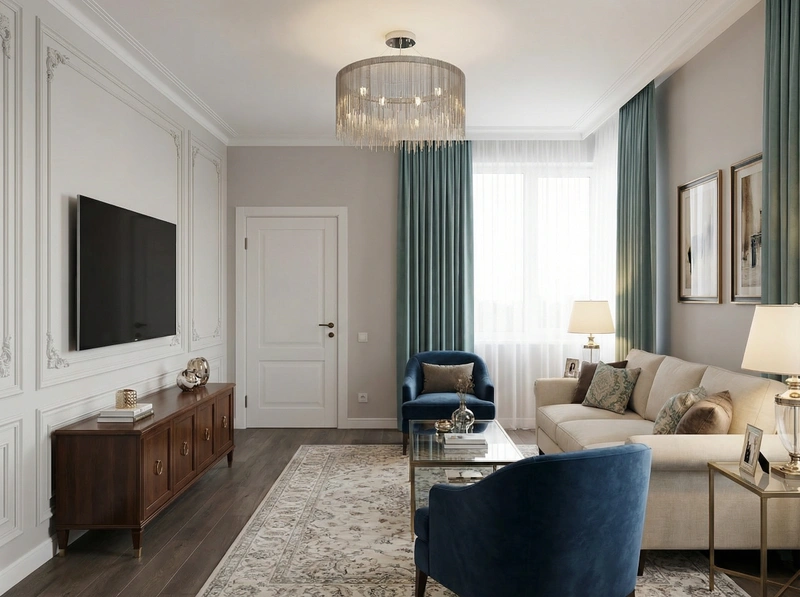 Дизайн интерьера в стиле Классика — Гостиная от нейросети RoomGPT