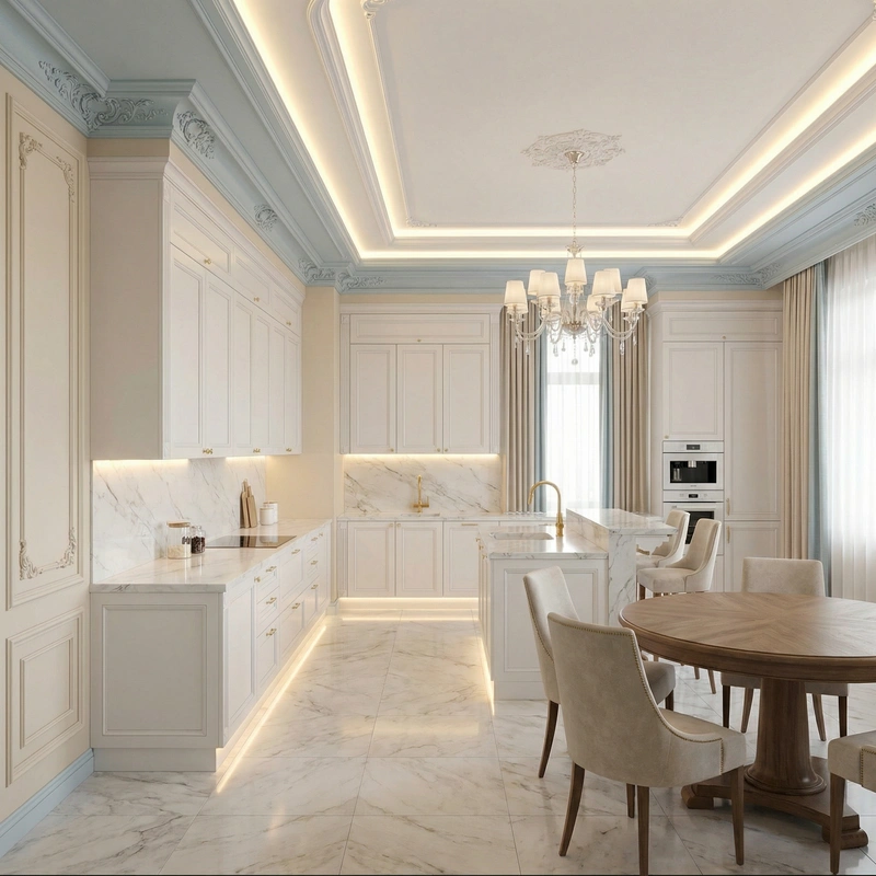 Дизайн интерьера в стиле Классика — Кухня от нейросети RoomGPT