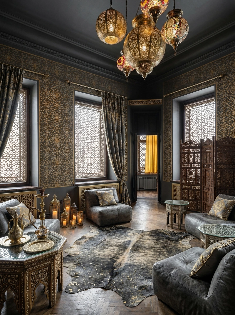 Дизайн гостиной в стиле Эклектика — фото интерьера от нейросети RoomGPT