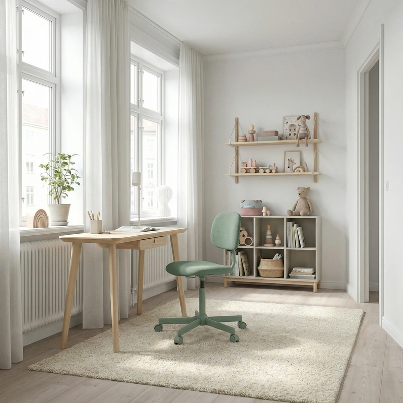 Дизайн детской в стиле Сканди — фото интерьера от нейросети RoomGPT