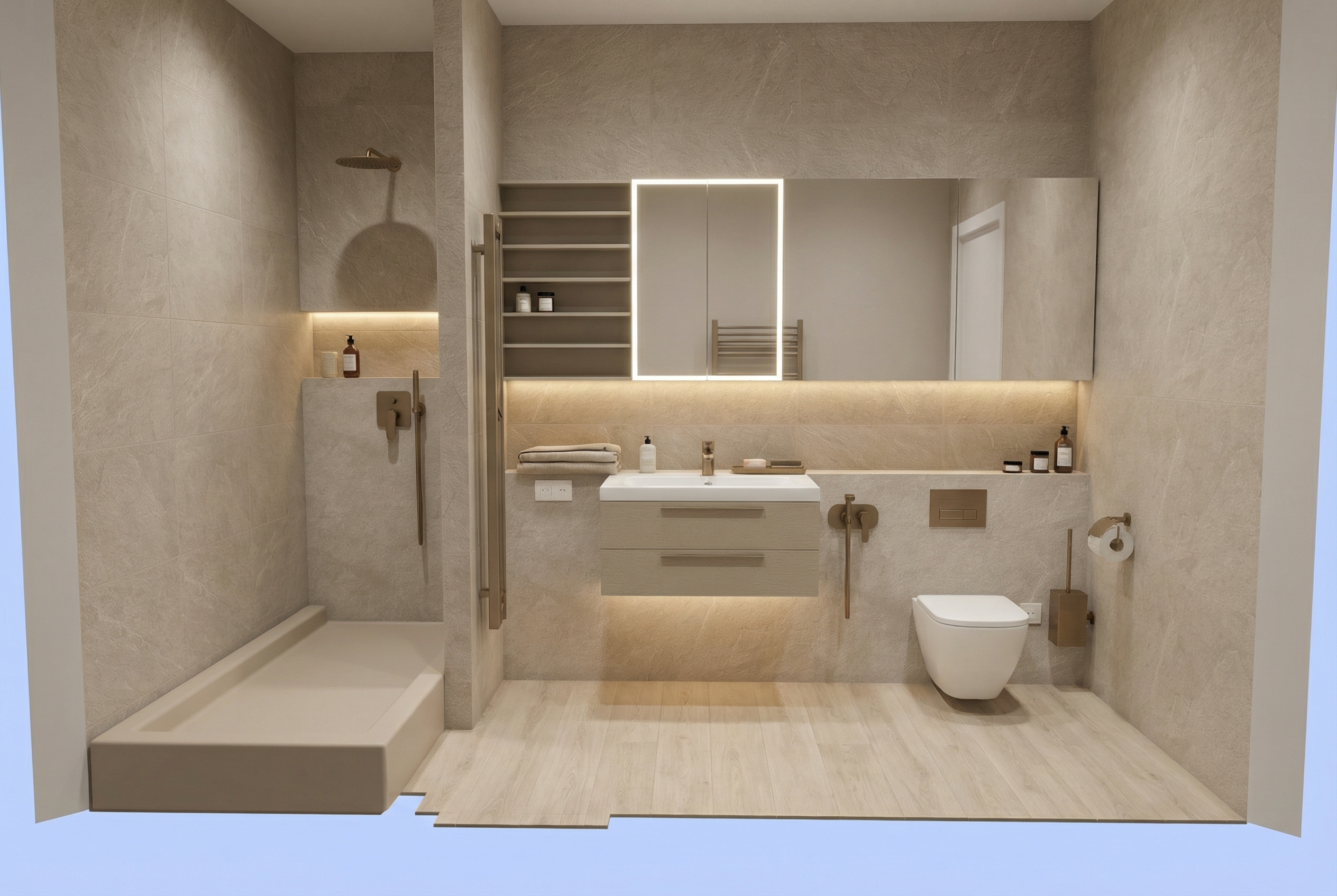 Дизайн ванной в стиле Минимализм — фото интерьера от нейросети RoomGPT