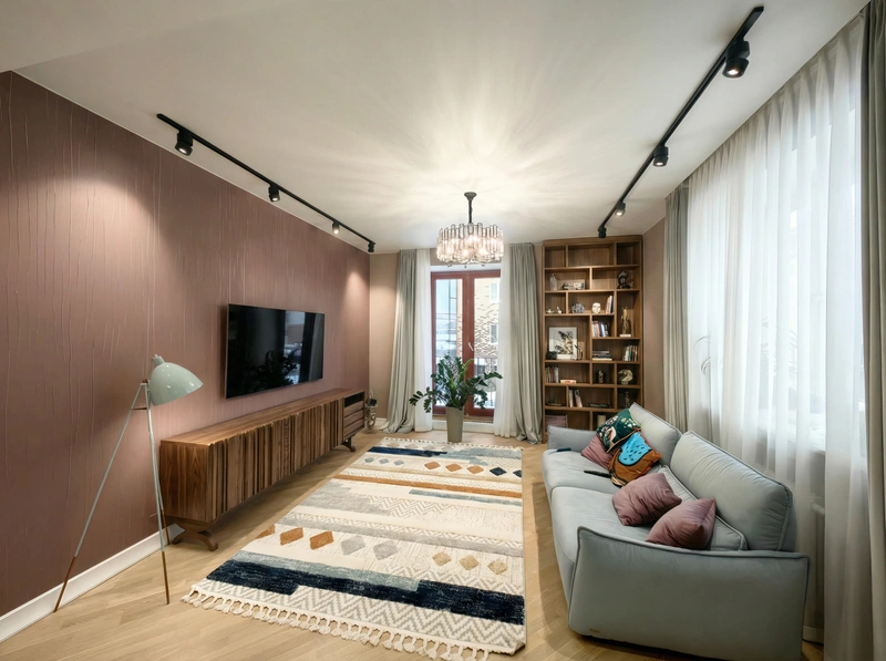 Дизайн интерьера в стиле Эклектика — Гостиная от нейросети RoomGPT