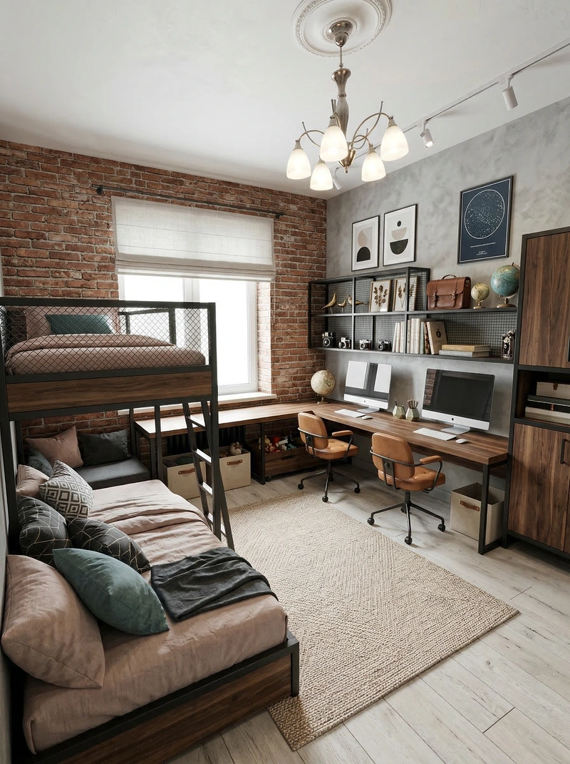 Дизайн детской в стиле Лофт — фото интерьера от нейросети RoomGPT